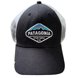 PATAGONIA black white logo mesh trucker style hat